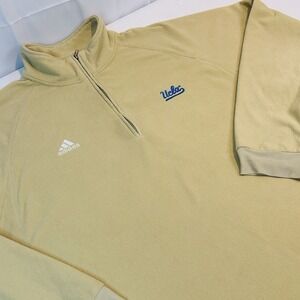 UCLA Fleece Jacket Embroidered  Pullover Gold 1/4 Zip Men's XL Adidas